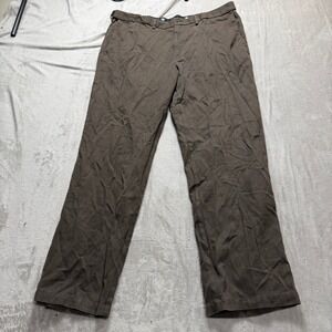 Classic Men Dress Pants Brown Flat Front Straight Leg Business Casual Size 40x30